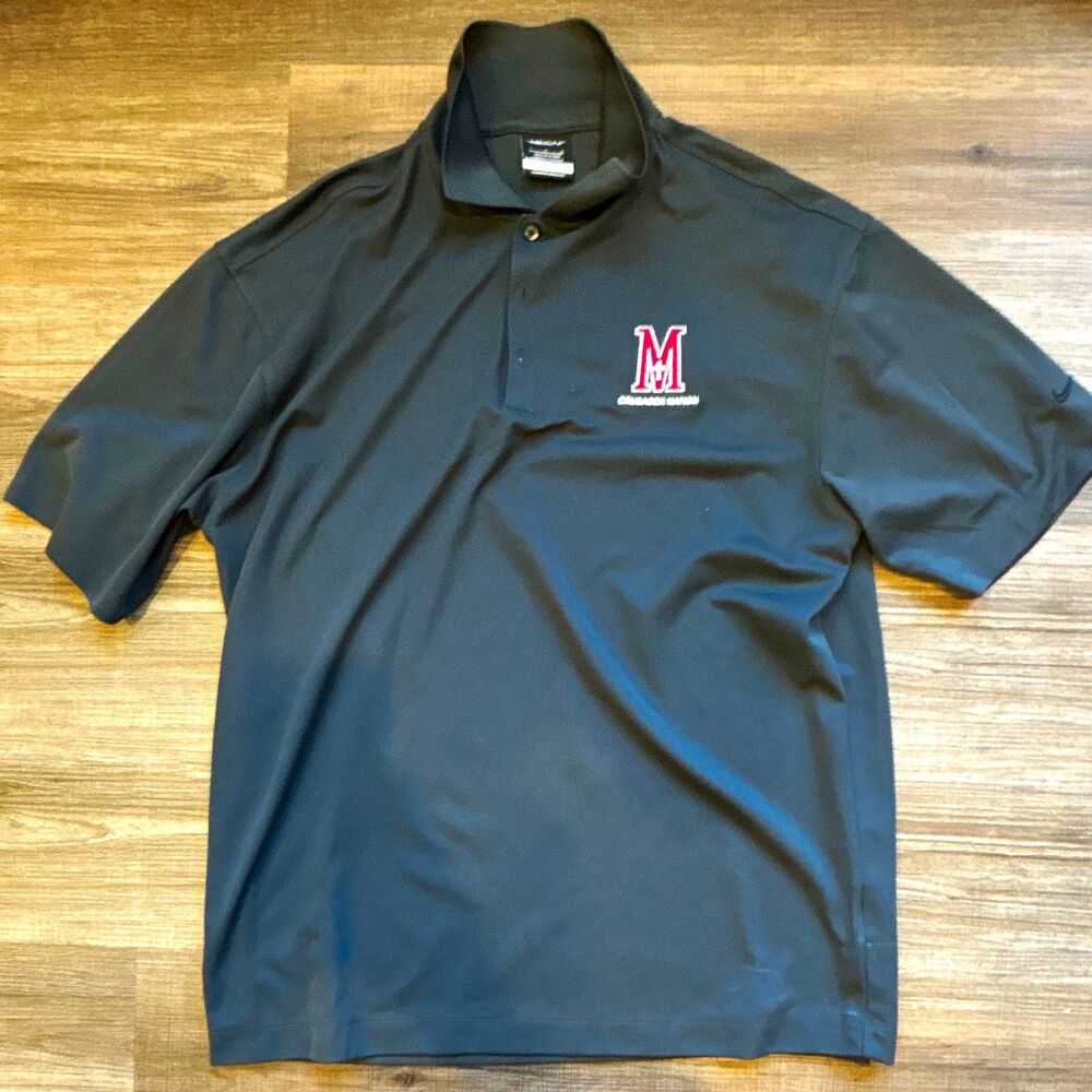 Nike Golf Dri-FIT Mens Polo Shirt L Black Short Sleeve Embroidered Logo